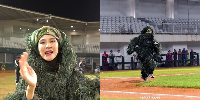 Deretan Potret Zaskia Adya Mecca Main Softball dengan Kostum Rumput